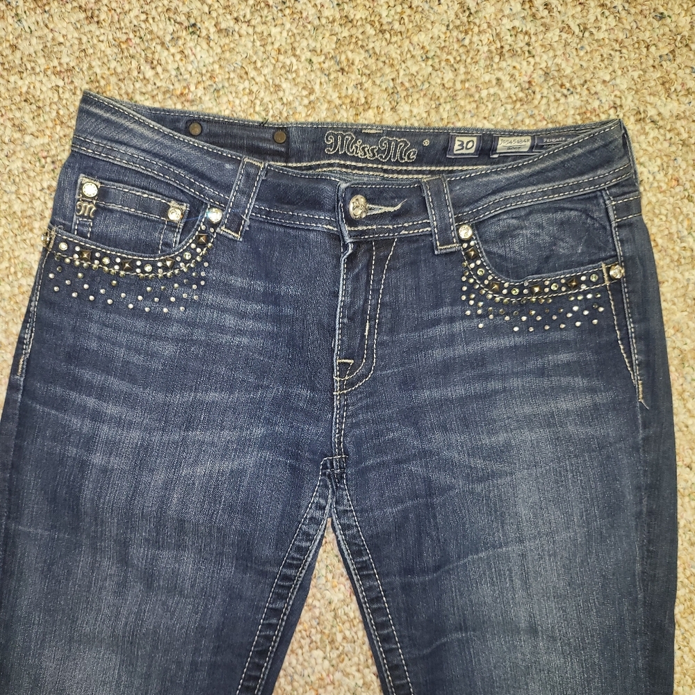New Miss Me Bootcut denim Jeans Bling Pockets Size 30 NWOT - Picture 5 of 17